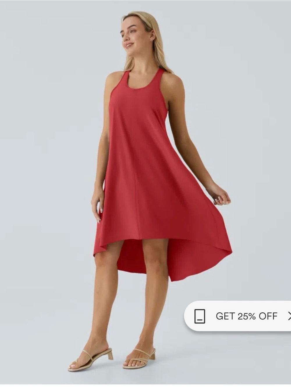 Halara Breezeful™ RacerPocket High Low Flowy Midi Quick Dry Red Dress XL